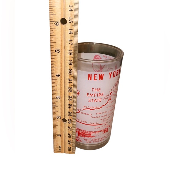 New York State Etched glassware White with Red Writing - Picture 6 of 7